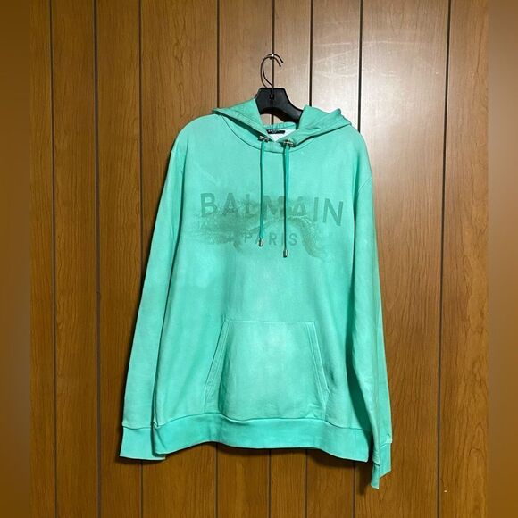 Balmain Desert Logo Printed Drawstring Hoodie size M - Picture 5 of 13